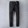 Jeans para hombres Jeans negros para hombres Slim Open Motocicleta Costillas Cremallera Elástico Wash Denim Jeans Pantalones negros Tamaño 28-40 230403