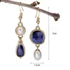 Vintage Gold / Silver Color Dark Purple Stone Drop Dangle Earrings for Women Banquet Party Jewelry Charming Gift