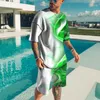 Men S Tracksuits Outfit Summer Summer Short Sleeve T -shirt Set Fashion 2 -Piece Streetwear 3D Printed Sports Beach Shorts Sportswear 230403