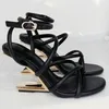 Sandals Mixed Color Strange Heel Women Sexy Straps High Heels Prom Dress Shoes Gladiator Pumps Wedges 231102