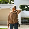Damen Hoodies Sweatshirts Herbst und Winter doppelseitiger Kaschmir asymmetrischer Revers Pullover einfarbig verdickter Pullover Top