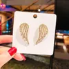 New Silver Plated Angel Wing Stylist Crystal Earrings Drop Dangle Ear Stud For Women Long Cuff Earring Bohemia Jewelry