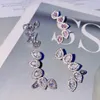 Stud Famous Fashion 2 Colors Option Jet Pink and White Pave Cubic Zirconia Tear drop Ear Wrap Climber Cuff Earrings 231102