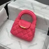 23K Женская дизайнерская верхняя ручка Totes Nano Bags Diamond Lattice Gold Metal Adnuctive Turn Lock Multi Pochette Luxurbag Black Pink Red 12x4,5x8cm 19x7x12см