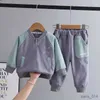 Kleidung Sets Frühling Herbst Kinder Jungen 2PCS Kleidung Set Gespleißt Baumwolle Sweatshirt Taille Sport Baby Jungen Anzüge Kind junge