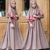 Ethnic Clothing 2Pcs Muslim Kids Hijab Dress Abaya Set Islamic Children Eid Ramadan Prayer Burka Arab Girls Khimar Headscarf Niqab Robe