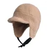 Baretten Outdoor Fleece Warm Winter S Met Vizier Winddicht Oorklep Skull Cap Trapper Jacht Skimuts