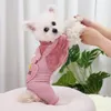 Kreskówka odzież gruba i ciepłe ubrania pluszowe płaszcz małe średnie psy Chihuahua misie zielone różowe spodnie kwiatowe