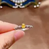 Bagues de cluster Bague de saphir jaune en argent sterling mignon pour jeune fille 3mm 4mm Naturel Août Birthstone 925 Bijoux