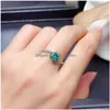 Rings Green Moissanite Ring 1CT VVS 6,5 mm Lab Blue Diamond Fine Jewelry For Women Anniversary Payy Gift Real S925 S DHGARDEN DH92Y