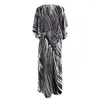 Party Dresses 2023 Quick-drying Bikini Cover-ups Black Striped Bats Sleeve Summer Dress Tunic Women Beach Wear Swim Suit Cover Up