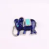 Brooches Pins LUBOV Blue White Enamel Elephant Rhinestone Inlaid Brooch Pin Trendy Women Suit Accessories