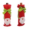 Décorations de noël 3 pièces/paquet pour la maison 2023 dessin animé cadeau bouteille de vin rouge sacs couverture vêtements arc pansement dîner fête