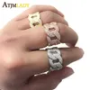 Band Rings iced out sparking bling 5A cubic zirconia paved hiphop design cuban link chain cz engagement ring for men boy 231102