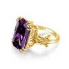 Rings Simated Natural Amethyst Ring For Women Gemstones 14K Gold Shiny Real 925 Sterling Sier Fine Jewelry Drop Deliv Dhgarden Dhpan