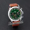 Top Time Ford Mustang Quartz Chronographe Montre Homme A253101A1L1X1 Boîtier en acier Cadran vert Marqueurs de bâton Chronomètre en cuir noir 46 mm Montres Timezonewatch Z12D