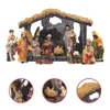 Decorative Objects Figurines Nativity Set With Figures The Real Life Jesus Manger Christmas Crib Ornament Church Xmas Gift Home Decoration 230403