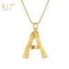 U7 – colliers avec pendentif en bambou pour femmes, grandes lettres, initiales, avec 22 chaînes serpent, bijoux de l'alphabet, cadeau de fête des mères, P1247c