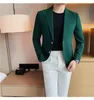 Męskie garnitury Wysokiej jakości Blazer Men's Italian Style Premium Prosta moda elegancka elegancka biznesowa praca dżentelmena garnitur dopasowany kurtka