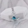 Desginer Viviene Westwoods West Empress Dowager Vivienne Silver Lake Blue Bead Gradually Changing Blue White Diamond Orbit Earth Planet Necklace Female