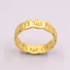 Cluster Rings Pure Solid 24Kt 3D Yellow Gold Width 5mm Hollow Six-word Mantra Pattern Ring US Size 6.5 About 1.71g