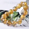 Charm Bracelets 1PC High Quality Rutilated Quartz Crystal Bracelet Quartz Round Bead Exquisite Ladies Jewelry Healing Stone Bracelet for Women 230403