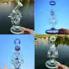 Narghilè piccoli da 7 pollici Doppio riciclatore Bong in vetro Purpel Tubi d'acqua inebrianti verdi Slittesd Donut Perc Sidecar Oil Rig Tubo piegato Donut Perc Dab Rigs