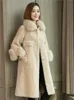 Fur Fur Fur Faux Lamb Coat 2023 Zimowy kołnierz owce Sheeping Slim Longwomen's Women'swomen's