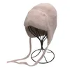 Bérets 2023 laine tricotée chaud trappeur chapeau hiver femmes chapeaux bombardier russe fausse fourrure décontracté oreillettes casquettes pour bonnet femme