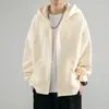 Sweat à capuche masculine Style américain Basic Color Cardigan Pull à tendance TRENDY LOBE PLUS TAILLE Veste à capuche