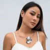 Mode silver färg krage halsband för kvinnor oregelbundet kronblad hänge nackkedja choker smycken flickor fest gata