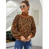 Frauen Pullover Leopard Print Pullover Pullover Lose Koreanischen Stil Gedruckt Puff Sleeve Top Ankunft Trendy Winter Kleidung Frauen Y2k