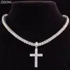 Pendant Necklaces Men Women Hip Hop Cross Necklace with 4mm Zircon Tennis Chain Iced Out Bling Hiphop Jewelry Fashion Gift278W