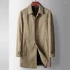 Men's Trench Coats 2023 Autumn Polo Collar Long Sleeve Windbreaker Fashion Casual Mid Length Black Grey High Quality Jacket Coat