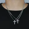 Choker 2023 Fashion Silver Plated White Pink Cubic Zirconia CZ Small Cross Pendant Wholesale Hip Hop Men Classic Necklace Jewelry