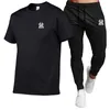 Tute da uomo Abbigliamento da uomo Pantaloni casual da uomo in puro cotone ventilato Set di pantaloni Tshirt 230403