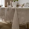 Nappe de table couleur unie décoration de fête couverture en coton nappe de gland de Style campagnard américain pour les manteaux
