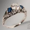 Pierścionki ślubne Retro Srebrny pierścionek dla kobiet Księżniczka Cut Blue Stone Cyrron zaręczyny dla kobiet mody prezent dla biżuterii ślubnej