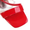 Seksi Patent Kadınlar Sandalet Yaz Moda Markası Yüksek Topuklu Gladyatör Kama Dar Bant Parti Elbise Pompa Ayakkabıları Chaussures Femme 230403