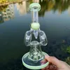 Narghilè piccolo da 7 pollici Doppio riciclatore Bong in vetro Purpel Green Heady Water Pipes Slittesd Donut Perc Sidecar Oil Rig Tubo piegato Donut Perc Dab Rigs XL320