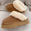 Pantoufles d'hiver pour femmes Pantoufles Tasman Bottes en fourrure de châtaigne Laine de mouton Tazz Femmes Super Mini Pantoufles Tasman Daim Pantoufles d'intérieur en peluche d'automne et d'hiver