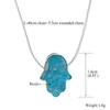 Pendentif Colliers 2023 Mode Bleu Blanc Opale Hamsa Collier Main Fatima Chaîne Transparente Foulard Femmes Bijoux Collier Cadeau