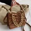 Shoulder Bags Women's coarse burlap bag soft Pu cross bag Soulder bag brand designer Green folding bag small handbagcatlin_fashion_bags