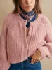 Women's Knits Alpaca Blends Sweater Solid Color Single Breasted Round Neck Long Sleeve Female Knit Cardigan 2023 Early Autumn