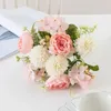 Dekorativa blommor 32 cm Big Silk Peony Wedding Hydrangea Bouquet Christmas Wreath Dekorera vas för hemfest Scrapbooking Diy Artificial