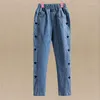 Trousers Girls Jeans For Kids Clothes Teenagers Pants Children Heart Denim Baby Autumn Costumes 6 7 8 9 10 12 13 Years