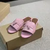 Summer Loros Slippers Slides Płaski pasek na sandały Buty otwartego palca kobiety luksusowe projektanci skórzana podeszwa swoboda mody buty fabryczne Fabryki Fabryki