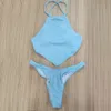 Women's Swimwear Vigorashely High Neck Cut Swimwear Women Sexy Thong Bikini Tied Top Swimsuit Female Brazilian Bikini Set Bathing Suit Swim 230331