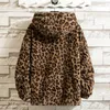 Herrjackor vinterhösten män leopard varm zip up coat faux päls fleece hoodie jacka huva ytterkläder överrock