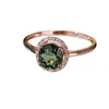 Pierścienie klastra luksusowe i świeże 585 fioletowe złoto plisowane 14 -karatowe różowe zielone kamienie szlachetne dla kobiet biżuteria dziewczyna